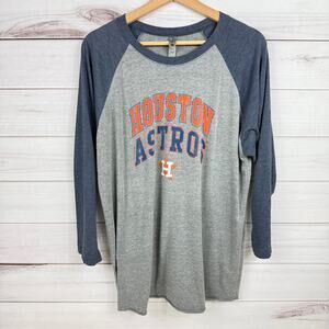 Womens Houston Astros Baseball Style Gray Blue‎ T-Shirt Womens Large